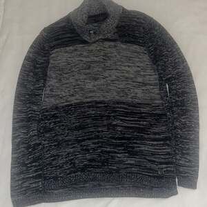 Trash Nouveau Men's Gray Cottage Core Grandpa Shawl Neck Toggle Knit Sweater